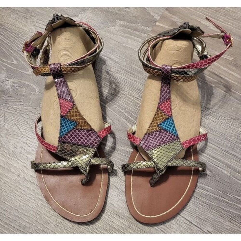 Steve Madden Gladiator Brown Congac‎ Pressto Thong Ankle-Strap Sandal Size 7.5